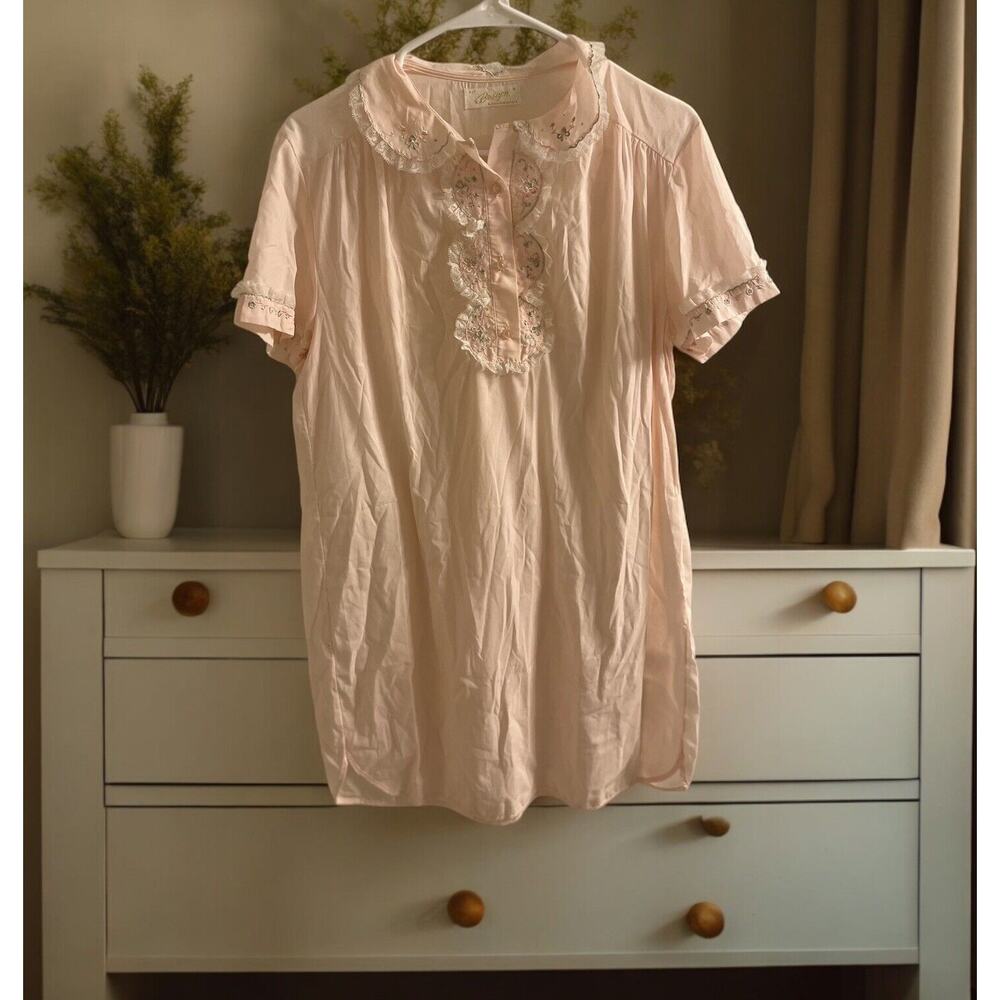 Vintage Barbizon Blendaire‎ Batiste Nightgown Size M Light Pink Lace EUC